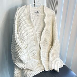 Hollister white cardigan; size medium